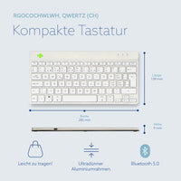 R-Go Tools Ergonomische Tastatur R-Go Compact Break, kompakte Tastatur mit Pausensoftware, QWERTZ (CH), Bluetooth, Weiß