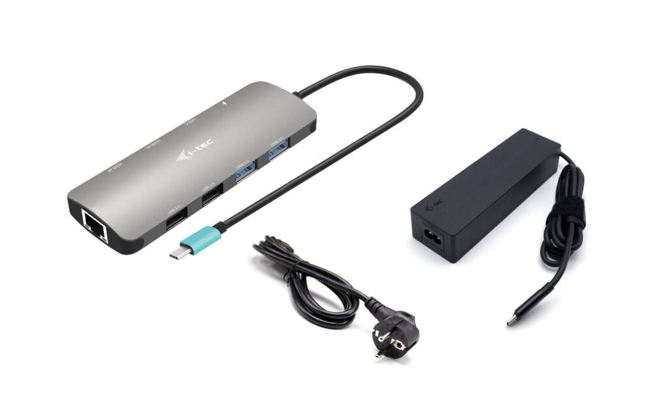 Station d'accueil i-tec Metal USB-C Nano 2 écrans avec PD 100 W + chargeur 100 W
