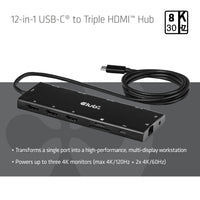 CLUB3D 12-in-1 USB-C® auf Triple HDMI™ Hub DP2.1 PD3.0 100W 1m