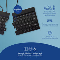 R-Go Tools Ergonomische Tastatur R-Go Split Break v2 mit Pausensoftware, geteilte Tastatur, AZERTY (FR), verkabelt, schwarz