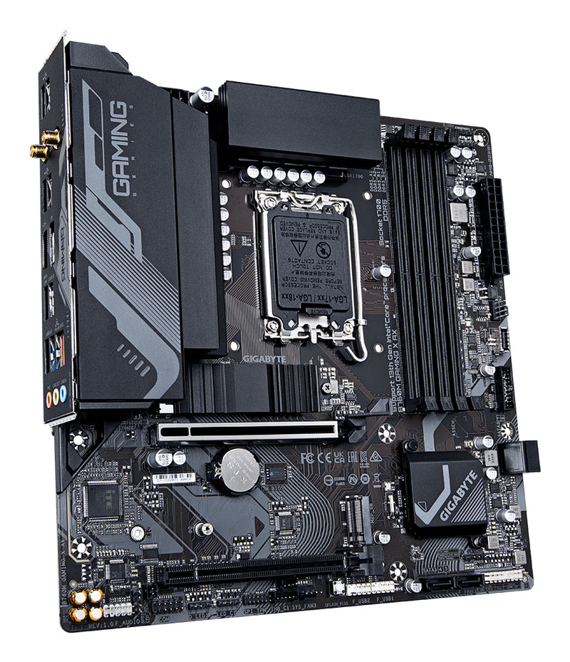 GIGABYTE B760M Gaming X AX Mainboard – Unterstützt Intel Core 14. Gen CPUs, 8+1+1 Phasen VRM, bis zu 7600 MHz DDR5, 2xPCIe 4.0 M.2, Wi-Fi 6E, 2.5GbE LAN, USB 3.2 Gen 2