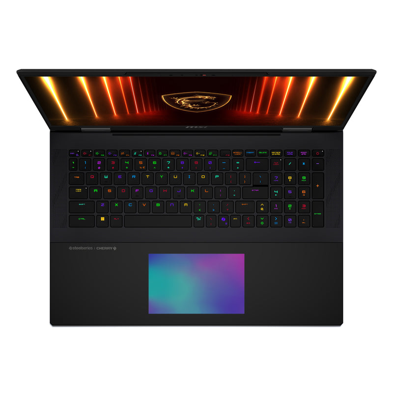 MSI Titan 18 HX AI A2XWIG-073 laptop Intel Core Ultra 9 285HX 45,7 cm (18") UHD+ 64 GB DDR5-SDRAM 6 TB SSD NVIDIA GeForce RTX 5080 Wi-Fi 7 (802.11be) Windows 11 Pro Schwarz