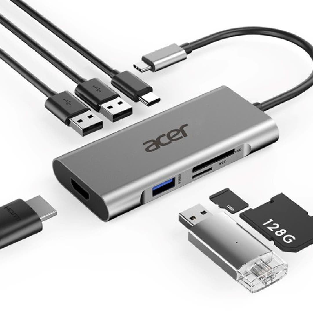 Acer GP.DCK11.00N laptop-dockingstation & portreplikator Kabelgebunden USB 3.2 Gen 1 (3.1 Gen 1) Type-C Silber