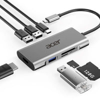 Acer GP.DCK11.00N laptop-dockingstation & portreplikator Kabelgebunden USB 3.2 Gen 1 (3.1 Gen 1) Type-C Silber