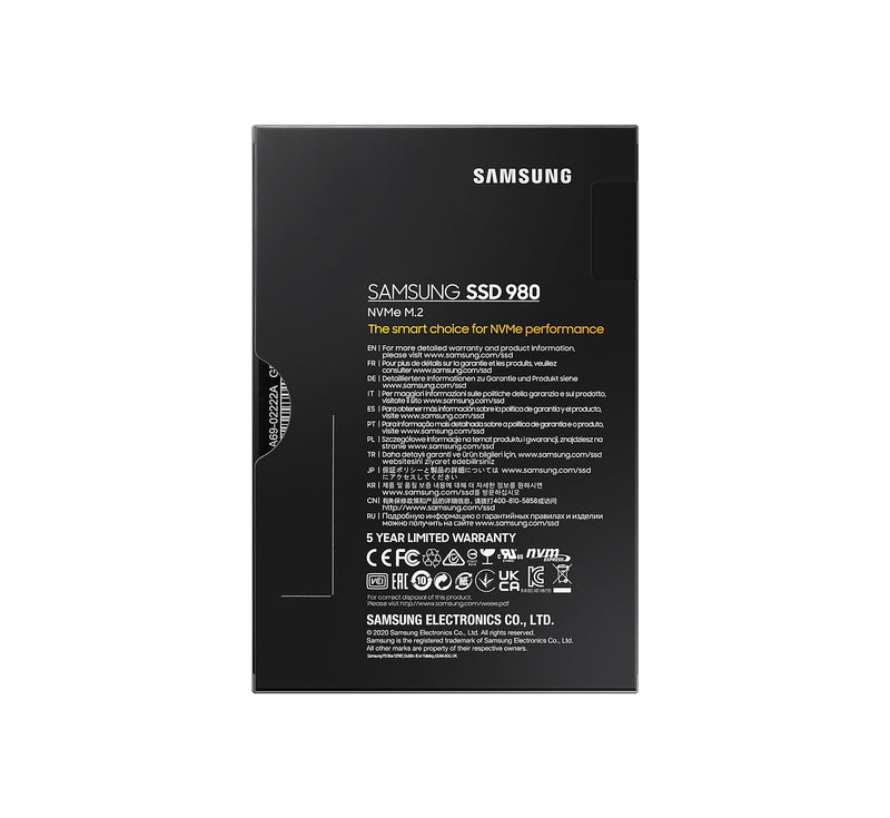 Samsung 980 500 GB M.2 PCI Express 3.0 NVMe V-NAND MLC