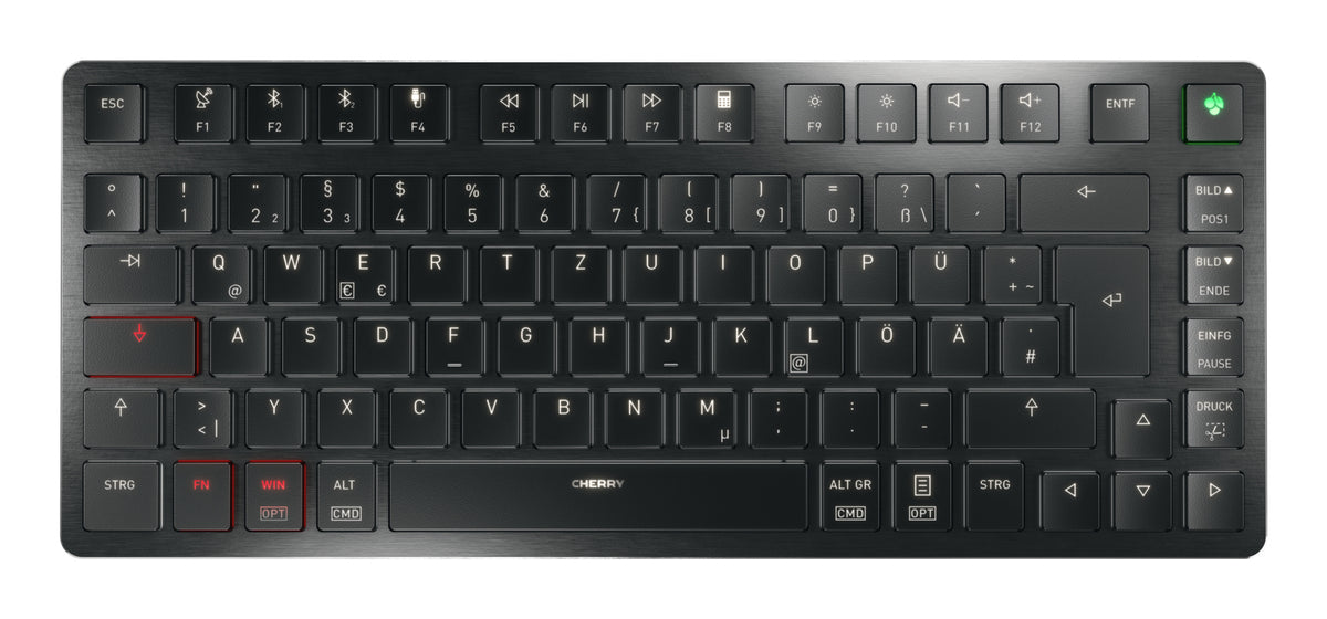 CHERRY KW X ULP 2.0 MINI Tastatur Heimbüro USB + RF Wireless + Bluetooth QWERTZ Deutsch Schwarz