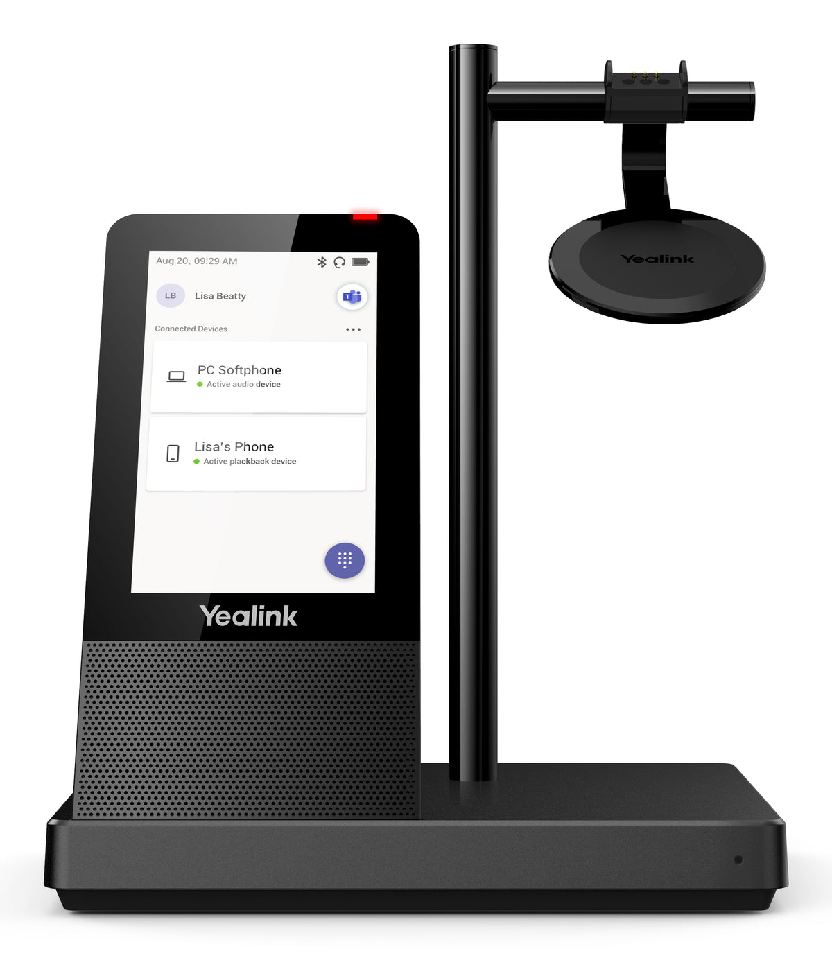 Yealink WH66 Dual Teams Persönliches Audio-Konferenzsystem Kabellos Kopfband Büro/Callcenter USB Typ-A Bluetooth Ladestation Schwarz