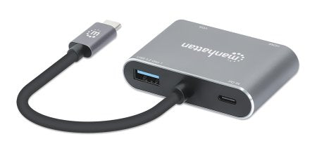 Manhattan 130691 laptop-dockingstation & portreplikator Kabelgebunden USB 3.2 Gen 1 (3.1 Gen 1) Type-C Grau