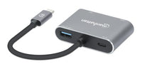 Manhattan 130691 laptop-dockingstation & portreplikator Kabelgebunden USB 3.2 Gen 1 (3.1 Gen 1) Type-C Grau