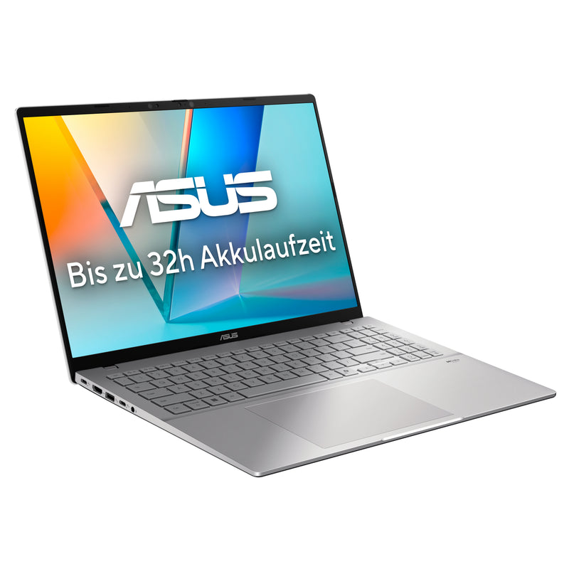 ASUS Vivobook S16 S3607QA-SH095W Copilot+ PC Snapdragon X1-26-100 Laptop 40,6 cm (16") WUXGA 16 GB LPDDR5x-SDRAM 1 TB SSD Wi-Fi 6E (802.11ax) Windows 11 Home Deutsch Silber