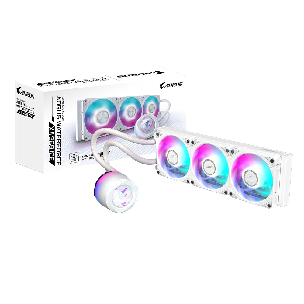 GIGABYTE AORUS WATERFORCE X II 360 ICE AIO Flüssigkeits-CPU-Kühler - 3x120mm ARGB-Lüfter, Vollfarb-LCD, DAISY-CHAIN, kompatibel mit Intel LGA 1851 und AMD AM5