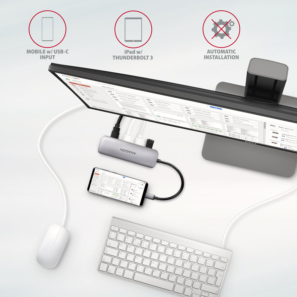 Axagon HMC-HCR3A 3x USB-A+ HDMI+ SD/microSD USB-C 3.2 Gen 1 hub 20cm Kabelgebunden USB 3.2 Gen 1 (3.1 Gen 1) Type-C Grau