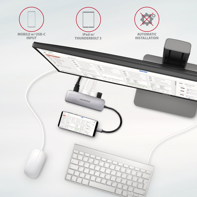 Axagon HMC-HCR3A 3x USB-A+ HDMI+ SD/microSD USB-C 3.2 Gen 1 hub 20cm Kabelgebunden USB 3.2 Gen 1 (3.1 Gen 1) Type-C Grau