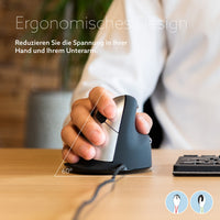 R-Go Tools Souris ergonomique R-Go HE Break avec logiciel de pause, grande (longueur de la main ≥ 185 mm), pour droitiers, filaire, noire