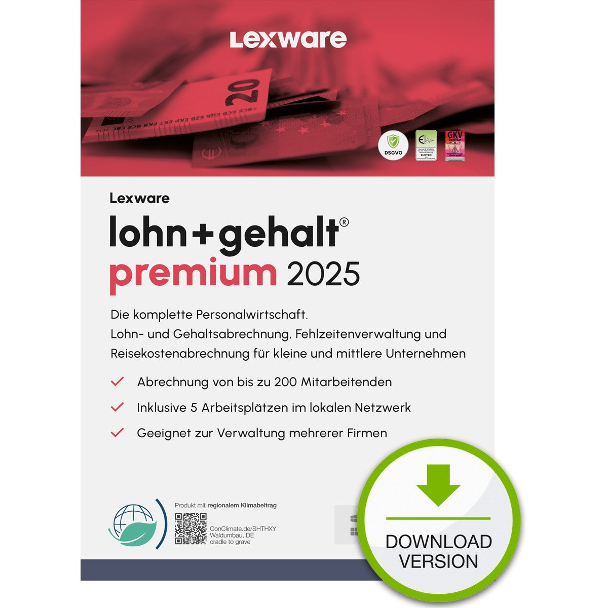 Lexware Lohn+Gehalt Premium 2025 - 1 Device. ABO - ESD-DownloadESD