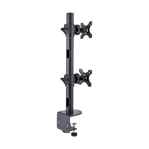 StarTech.com Dual Monitorhalterung 49 Zoll, für 2 Vertikal Gestapelte Monitore, Widescreen 16:9-Ultrawide 32:9, Tragkraft 2x 16 kg, VESA-Schnellbefestigungssystem Bildschirmhalterung-Monitorarm, C-Klemme, TAA