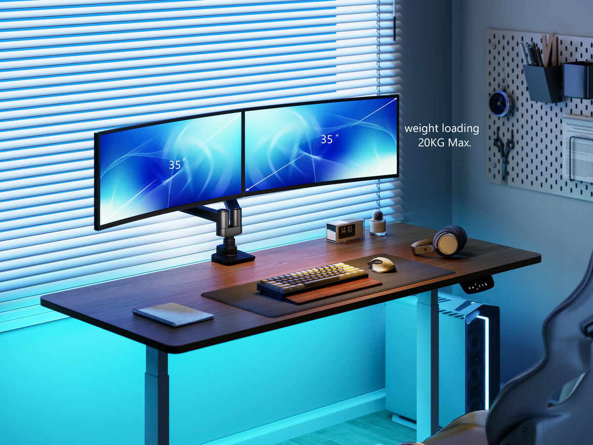 Equip 17"-35" Schwerlast-Doppelmonitor-Schreibtischhalterung, Schwarz
