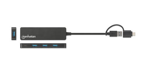 Manhattan 180863 laptop-dockingstation & portreplikator USB 3.2 Gen 1 (3.1 Gen 1) Type-A + Type-C Schwarz