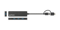 Manhattan 180863 laptop-dockingstation & portreplikator USB 3.2 Gen 1 (3.1 Gen 1) Type-A + Type-C Schwarz