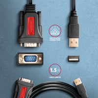 Axagon ADS-1PSN USB-A 2.0 - serial RS-232 DB9-M Prolific adapter cable 1.5m - Adapter - Digital/Daten Serien-Kabel Schwarz 1,5 m USB Typ-A