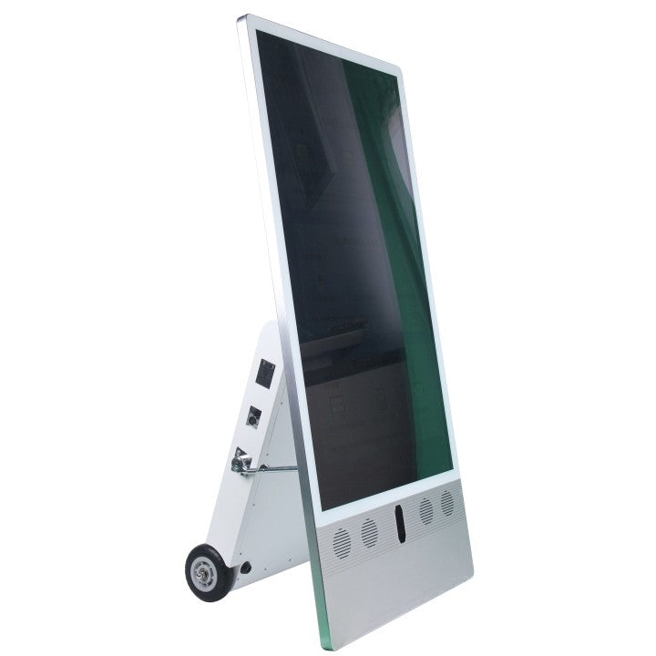 ALLNET Standdisplay 43 Zoll Outdoor Kundenstopper mit Akku oh. Touch mit Laufrollen 1500Nits Android Farbe schwarz