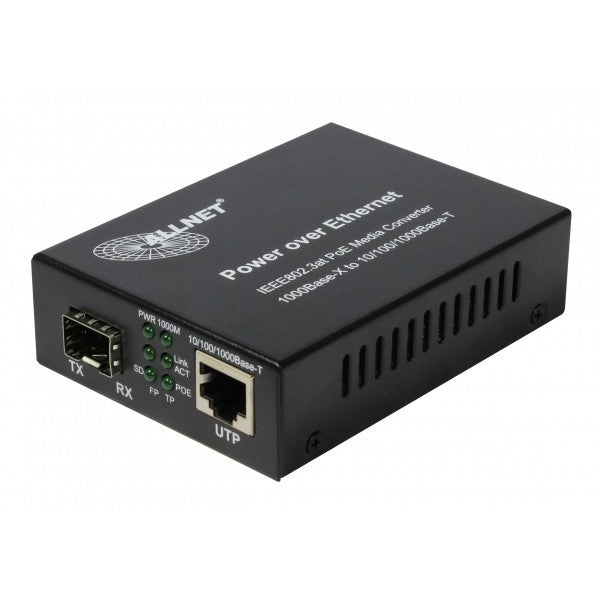 Z ALLNET Medienkonverter PoE (15.4W/30W) auf 1000BASE-SX/LX Single-/ Multimode SFP Mini-GBIC Anschluss ALL-MC202P-SFP1-PoE