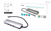 i-tec Metal USB-C Nano Docking Station 4K HDMI LAN + Power Delivery 100 W