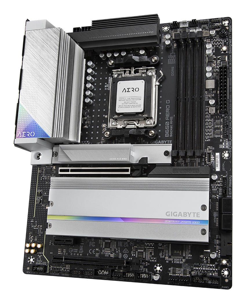 GIGABYTE B650 AERO G Mainboard - Unterstützt AMD Ryzen 9000er-Serie CPUs, bis zu 8000 MHz DDR5 (OC), 1xPCIe 5.0 + 2xPCIe 4.0 M.2, 2,5 GbE LAN, WIFI 6E, USB 3.2 Gen 2