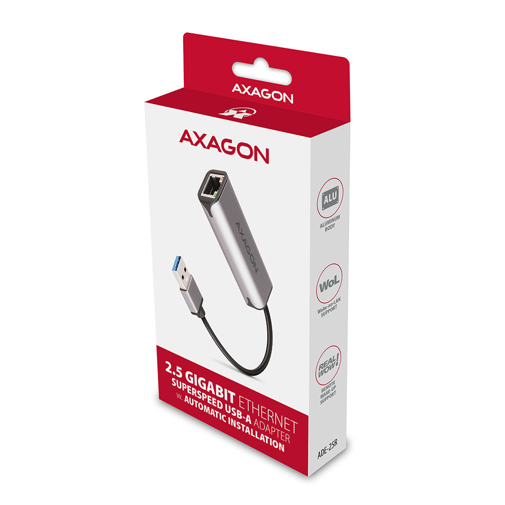 Axagon ADE-25R SuperSpeed USB-A 2.5 Gigabit ALU Ethernet Adapter