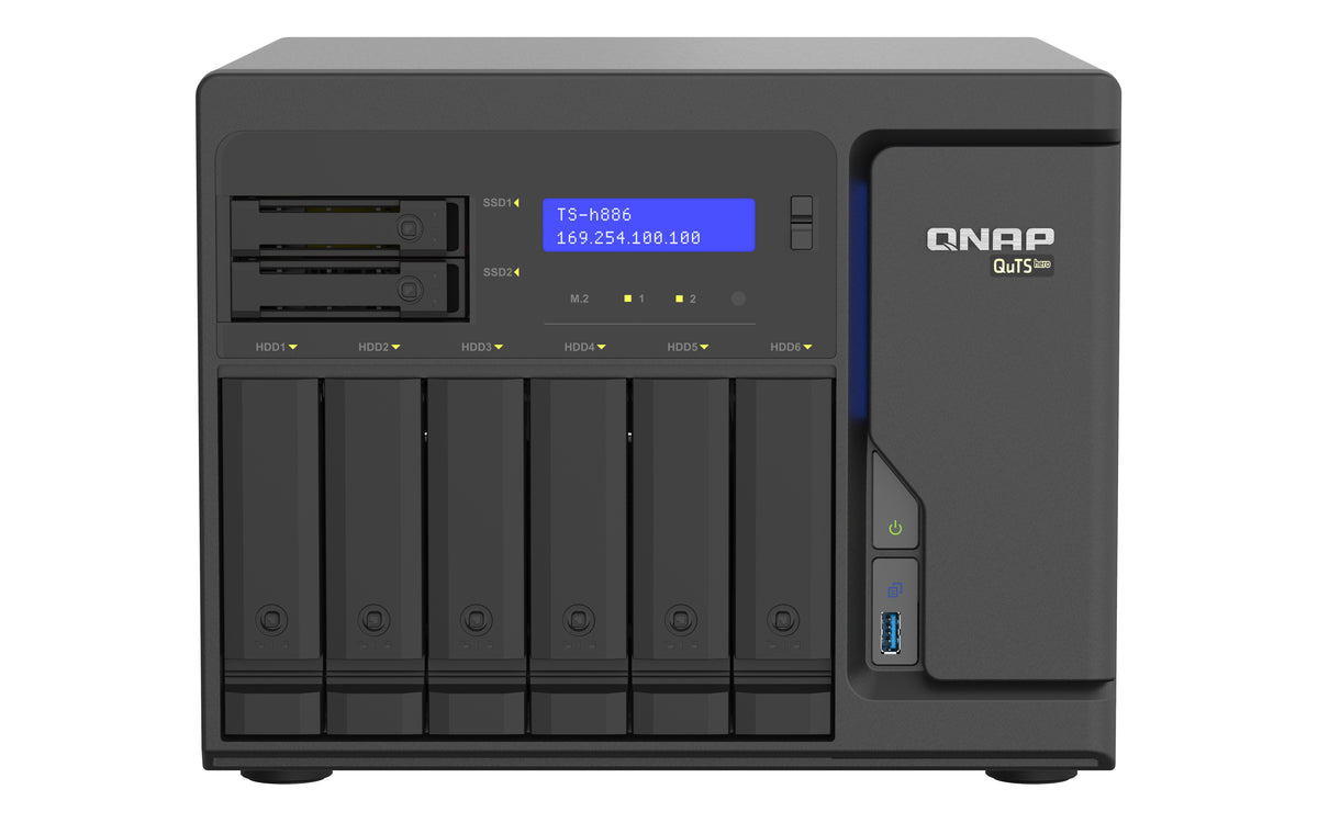 QNAP TS-h886 NAS Tower Intel® Xeon® D D-1602 8 GB DDR4 0 TB QuTS hero Schwarz