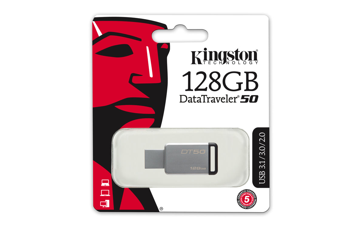 Kingston Technology DataTraveler 50 128GB USB-Stick USB Typ-A 3.2 Gen 1 (3.1 Gen 1) Schwarz, Silber