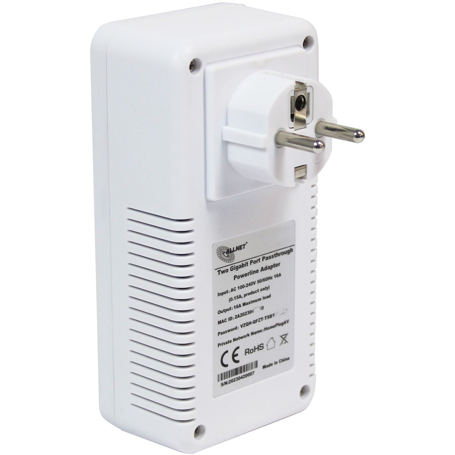 INTD ALLNET Powerline 1200Mbit 2er Bundle Bridge RJ45 HomePlugV2 SmartLink Passtrough ALL1681205v2