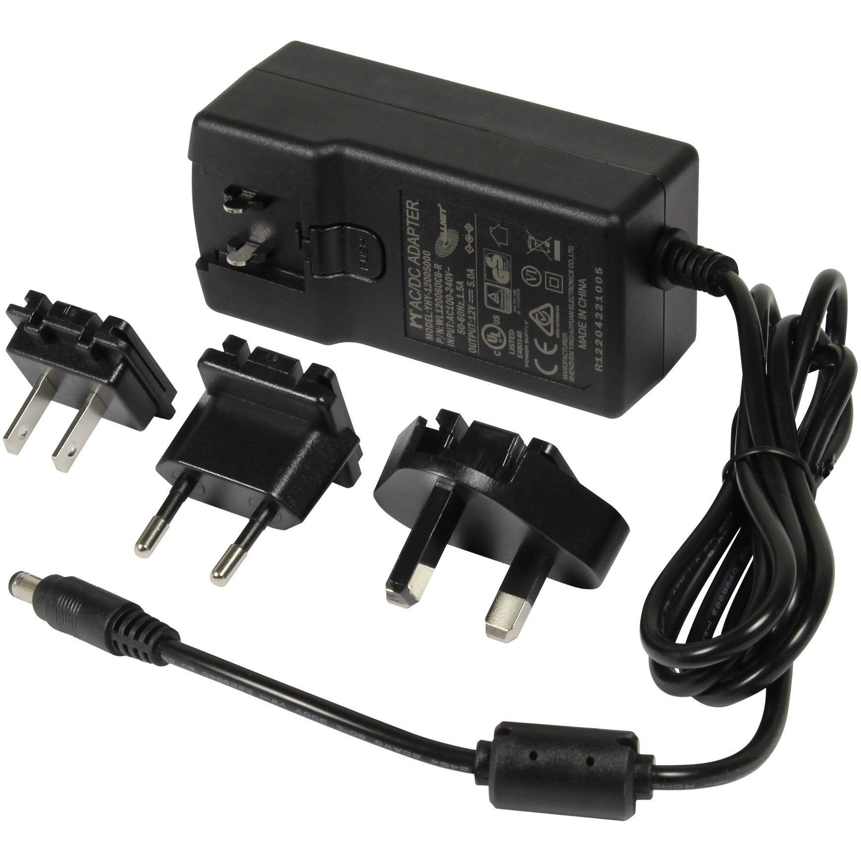 Z ALLNET Ersatznetzteil 12V/5A EU Type schwarz mit Adapter EU.US.UK