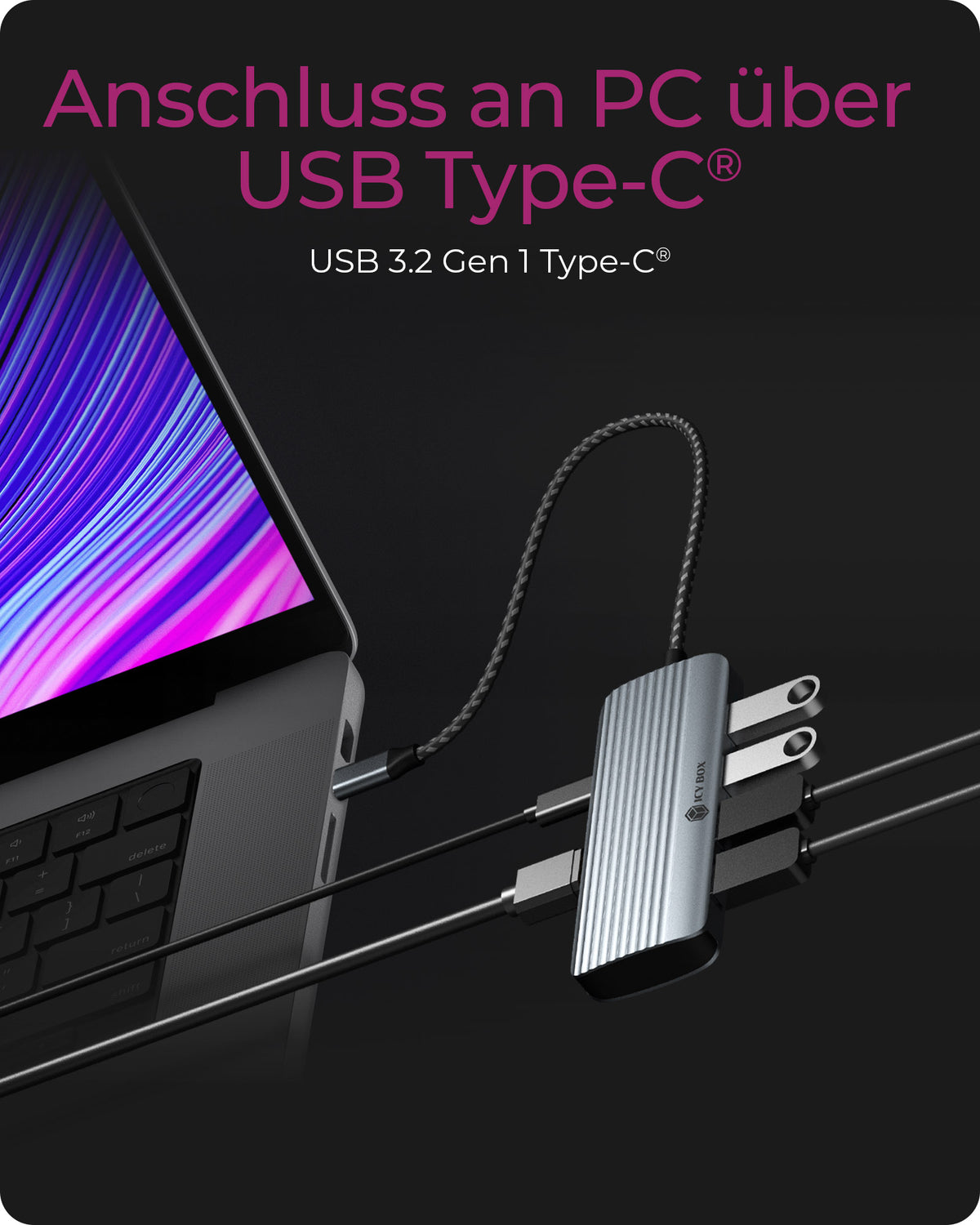 ICY BOX IB-DK4022a-CPD, 6 in 1 Docking station, 1x HDMI 4K60Hz, 4x USB Type-A 5 Gbit/s, 1x USB Type-C for PD 3.0 max 100W