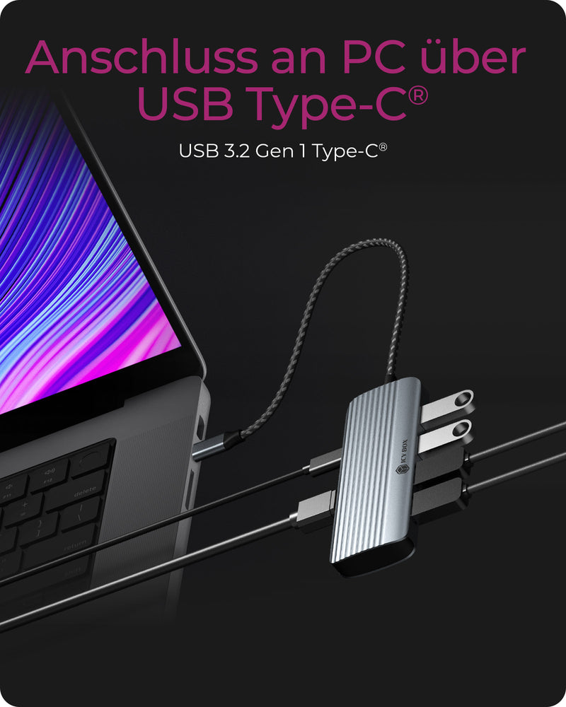 ICY BOX IB-DK4022a-CPD, 6 in 1 Docking station, 1x HDMI 4K60Hz, 4x USB Type-A 5 Gbit/s, 1x USB Type-C for PD 3.0 max 100W