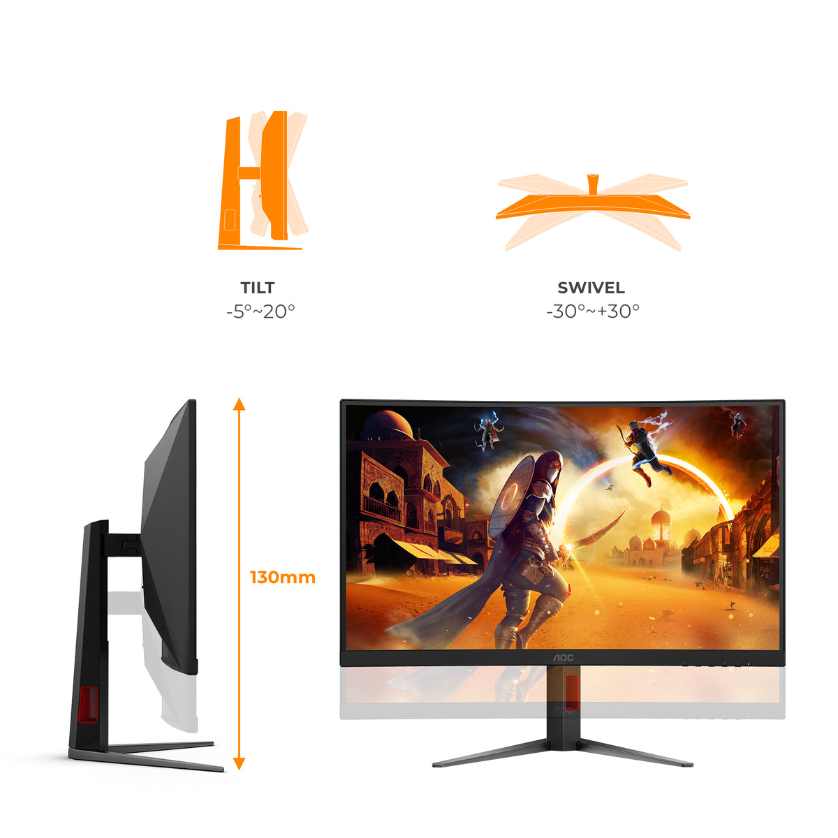 AOC G4 CQ27G4Z2AD Computerbildschirm 68,6 cm (27") 2560 x 1440 Pixel Schwarz, Rot