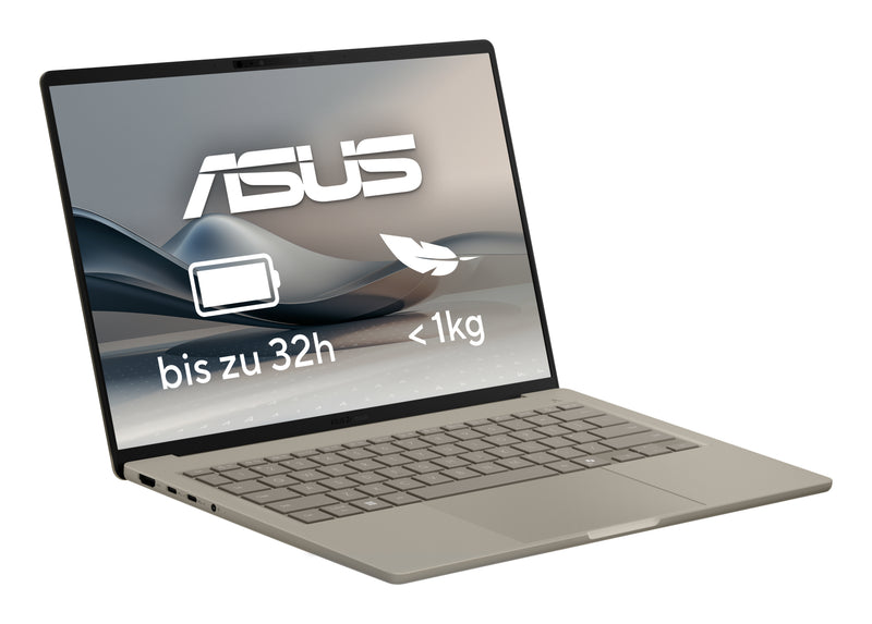 ASUS Zenbook A14 UX3407QA-QD488W Copilot+ PC Snapdragon X1-26-100 Laptop 35,6 cm (14") WUXGA 16 GB LPDDR5x-SDRAM 1 TB SSD Wi-Fi 6E (802.11ax) Windows 11 Home Deutsch Beige