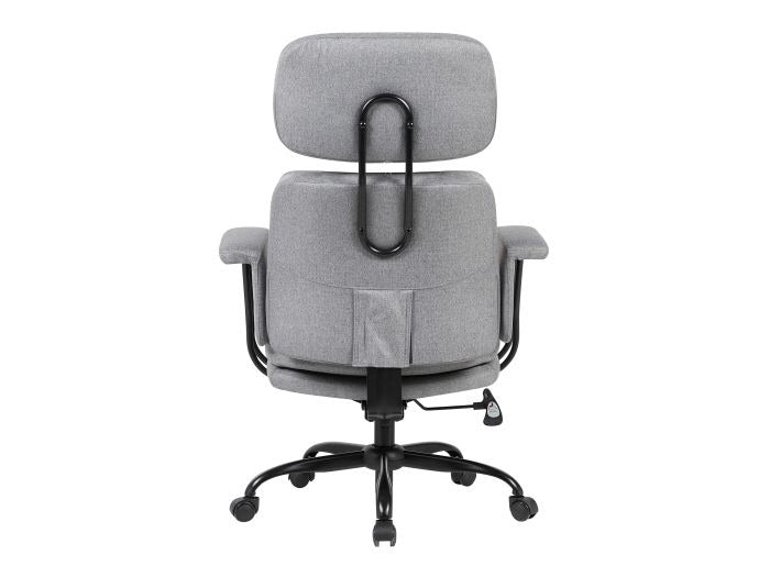 Equip 651020 Ergonomischer Chefsessel, gepolsterte Armlehnen, Butterfly-Mechanik, verchromtes Fußkreuz, höhenverstellbar, um 360° drehbar, Grau