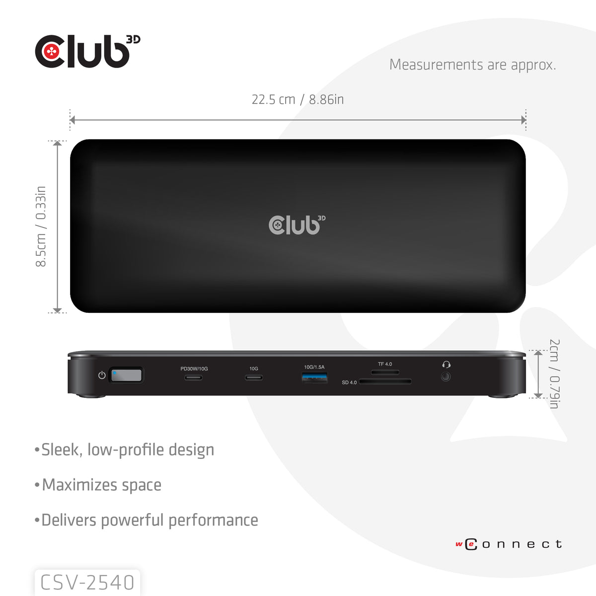 CLUB3D CSV-2540 laptop-dockingstation & portreplikator Andocken USB 3.2 Gen 1 (3.1 Gen 1) Type-C Schwarz