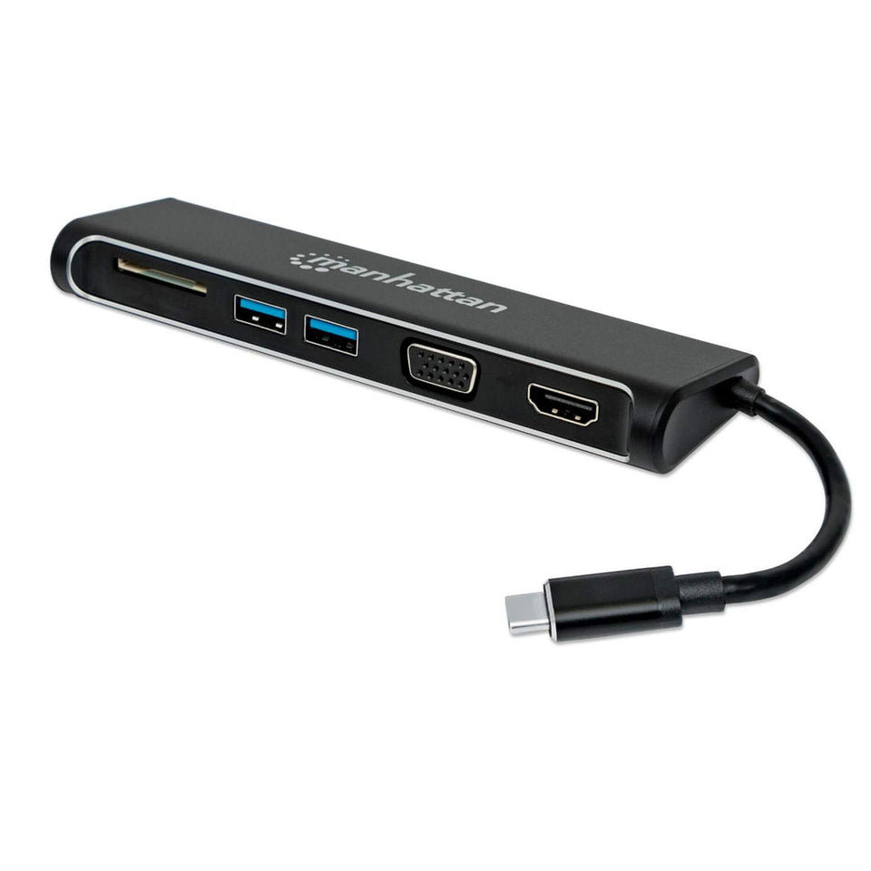 Manhattan 152631 laptop-dockingstation & portreplikator Kabelgebunden USB 3.2 Gen 1 (3.1 Gen 1) Type-C Schwarz