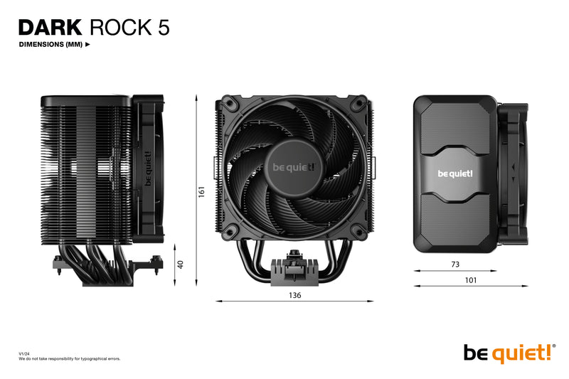 be quiet! DARK ROCK 5 Prozessor Luftkühlung 12 cm Schwarz 1 Stück(e)