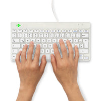 R-Go Tools Ergonomische Tastatur R-Go Compact Break, kompakte Tastatur mit Pausensoftware, QWERTZ (DE), Kabelgebunden, Weiß
