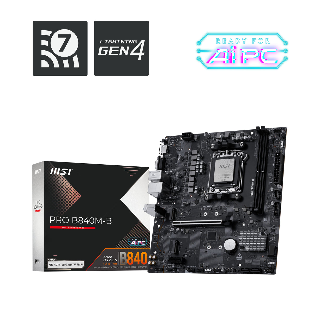 MSI PRO B840M-B Motherboard AMD B840 Sockel AM5 micro ATX