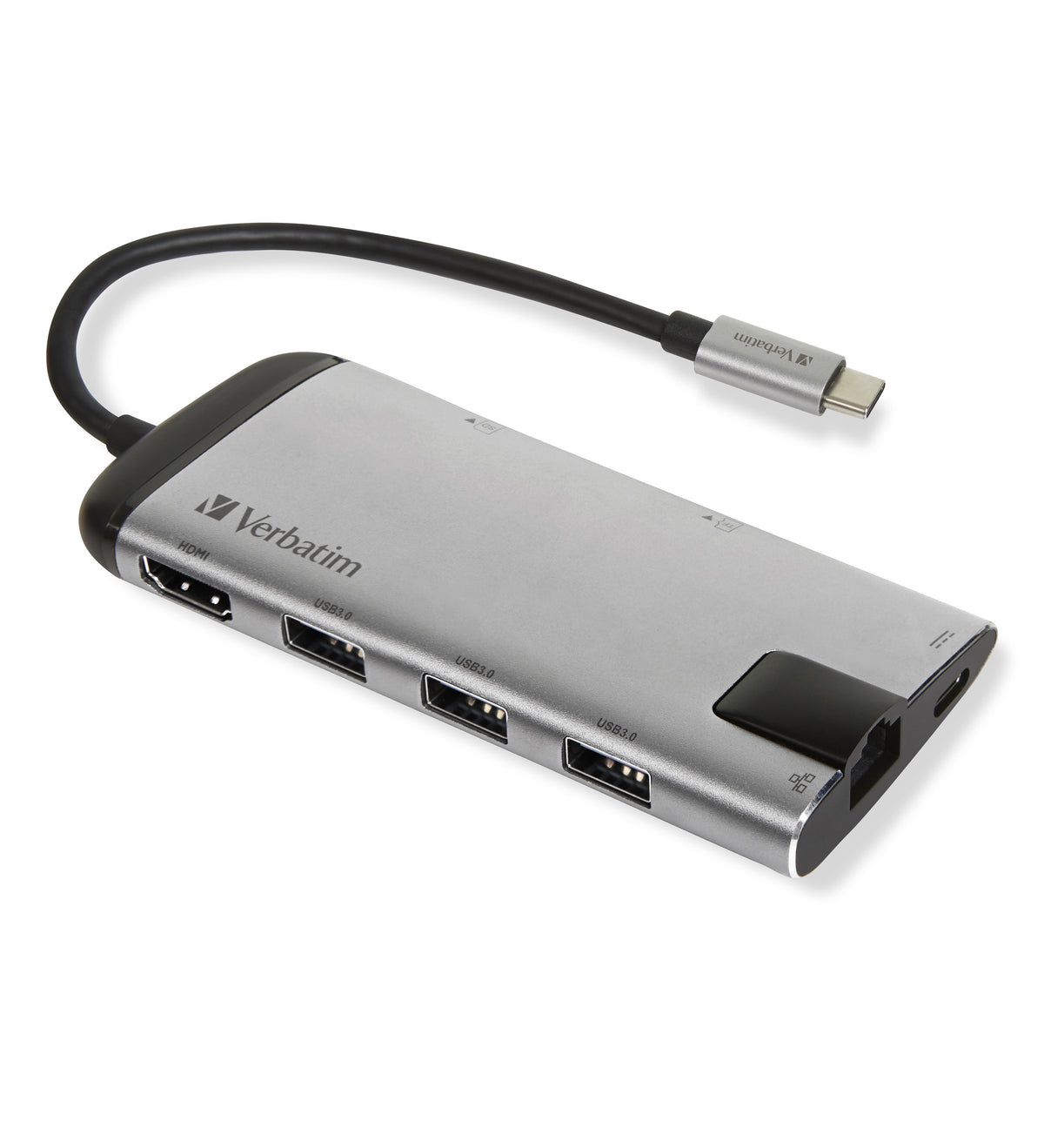 Verbatim 16102510 laptop-dockingstation & portreplikator Kabelgebunden USB 3.2 Gen 1 (3.1 Gen 1) Type-C Schwarz, Silber