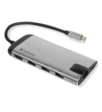 Verbatim 16102510 laptop-dockingstation & portreplikator Kabelgebunden USB 3.2 Gen 1 (3.1 Gen 1) Type-C Schwarz, Silber