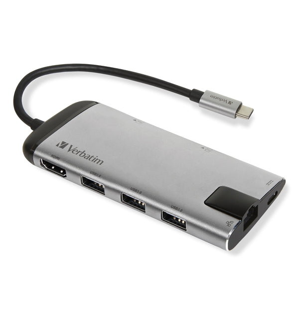 Verbatim 16102510 laptop-dockingstation & portreplikator Kabelgebunden USB 3.2 Gen 1 (3.1 Gen 1) Type-C Schwarz, Silber