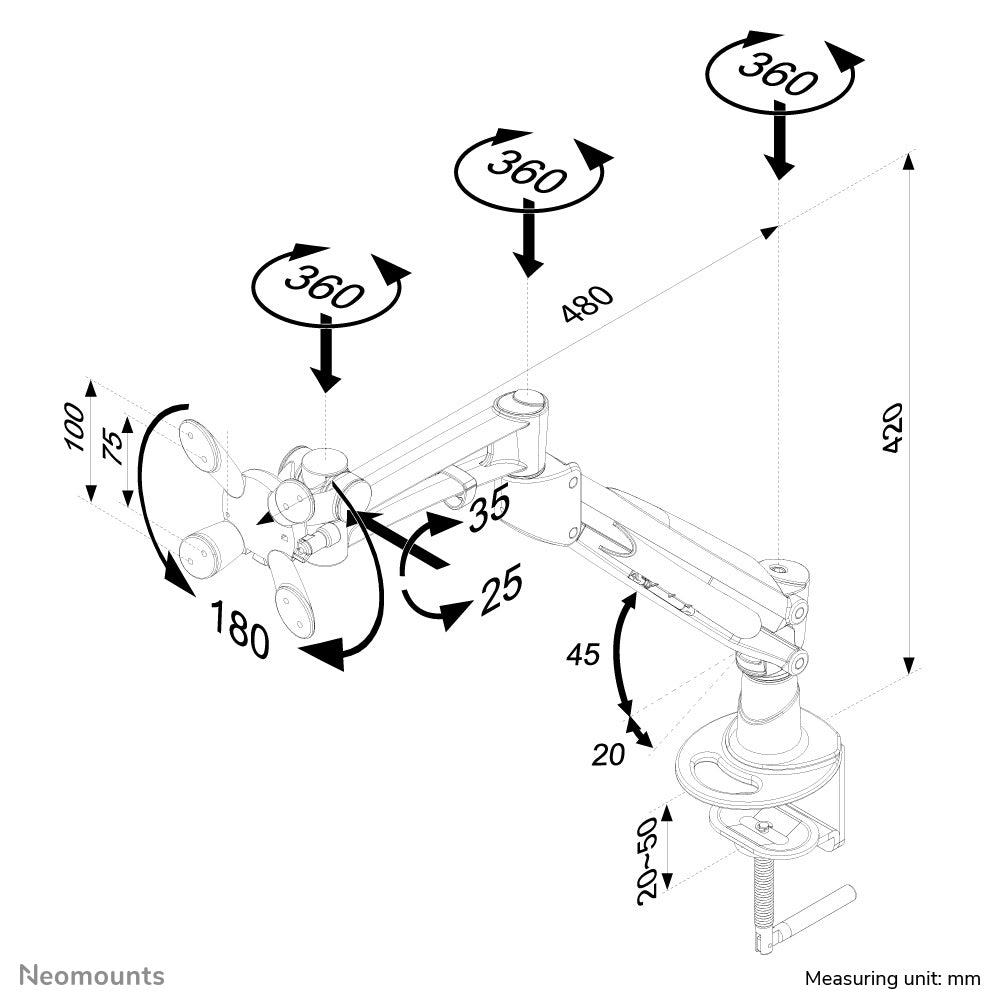 Neomounts FPMA-D940 Monitorarm 10-30" - Gasfeder