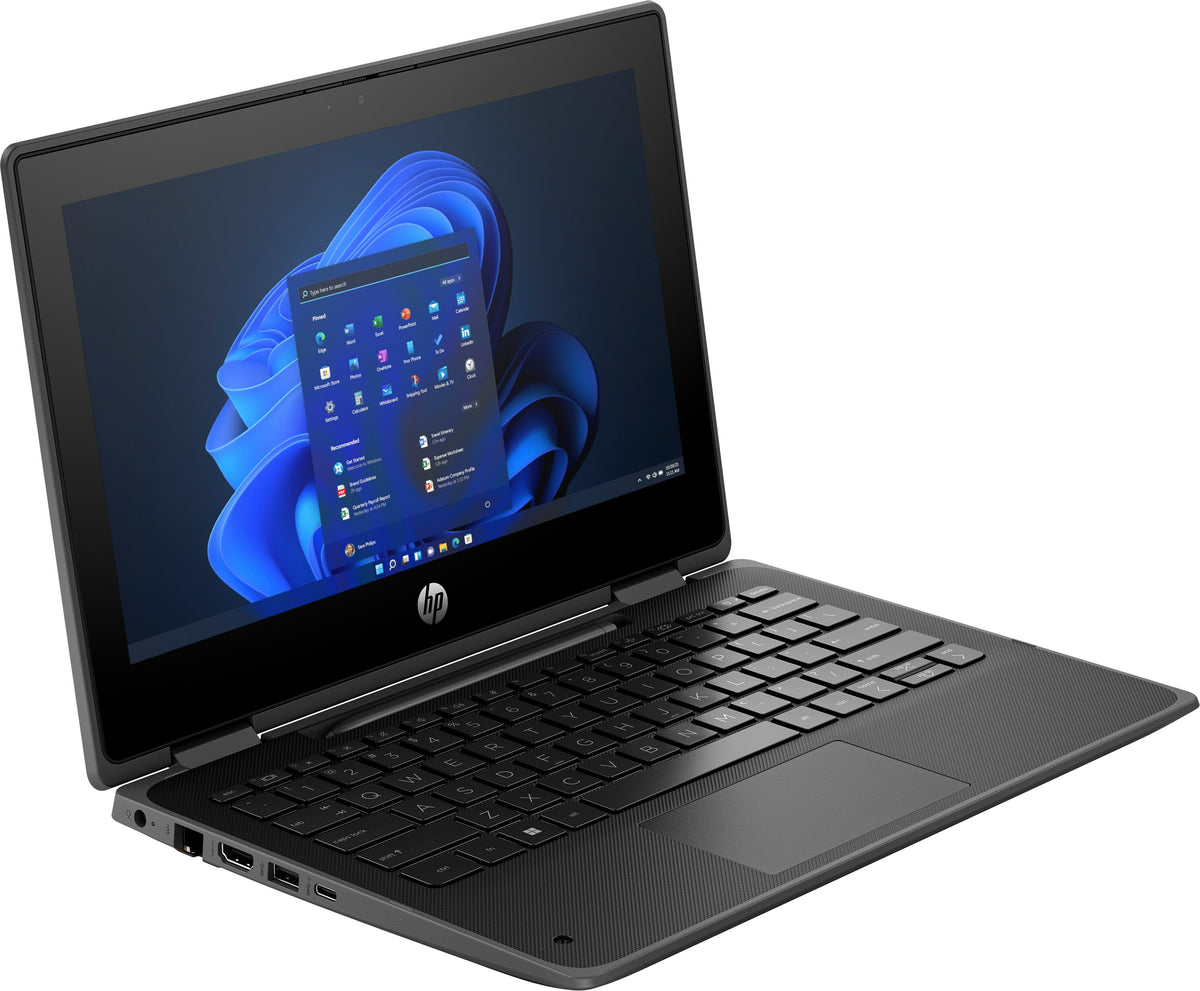 HP Pro x360 Fortis G11 Intel® N N200 Hybrid (2-in-1) 29,5 cm (11.6") Touchscreen HD 16 GB DDR4-SDRAM 256 GB SSD Wi-Fi 6E (802.11ax) Windows 11 Pro Schwarz