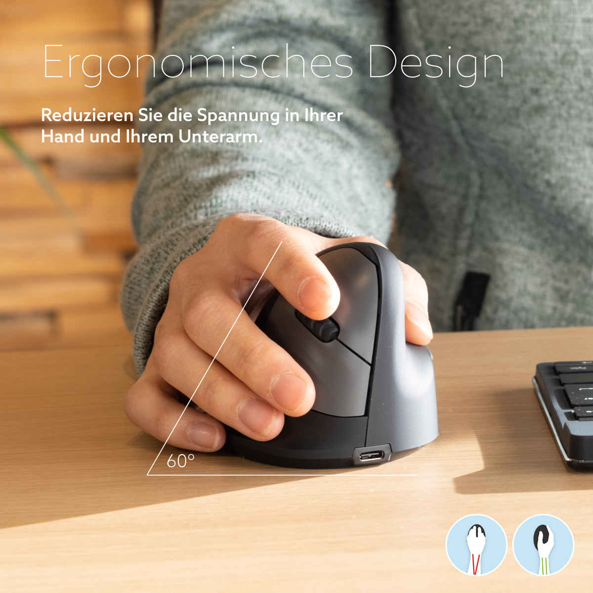 R-Go Tools Ergonomische Maus R-Go HE Break mit Pausensoftware, klein (Handlänge <165mm), Rechtshänder, verkabelt, schwarz