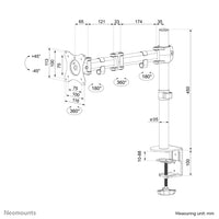 Neomounts NM-D135SILVER Monitorarm 10-30"